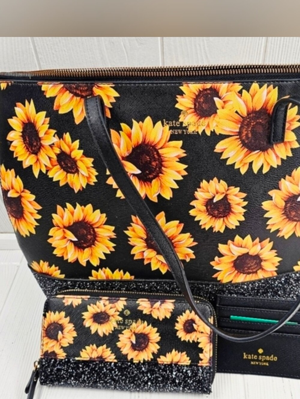 Sunflower Glitter 3 Piece Purse Set